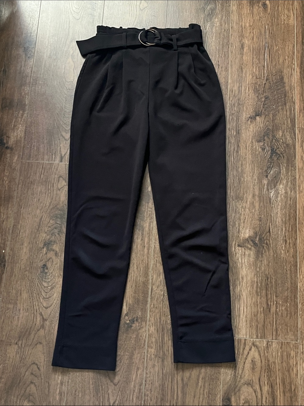 Soho Apparel Black Belted Paperbag Waist Trousers